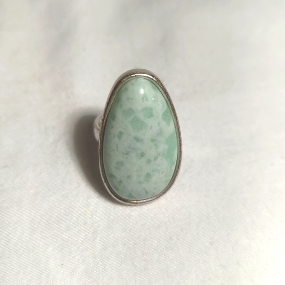 Natural Gemstone Ring Silver Band Size 8 - Picture 6 of 6